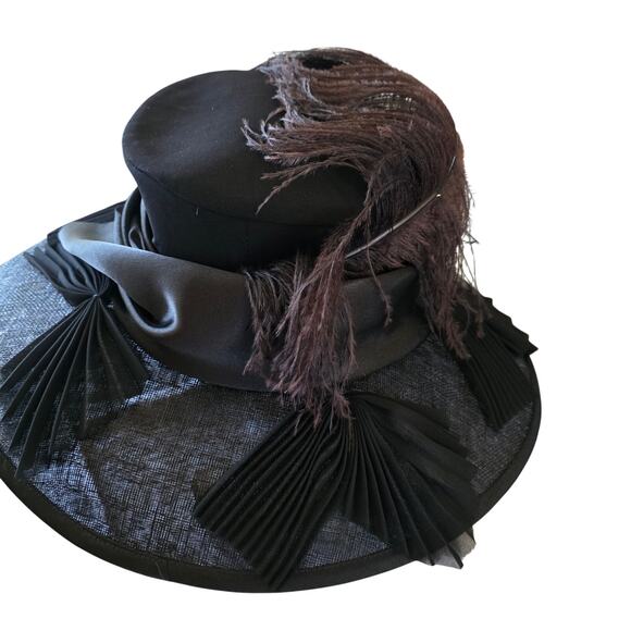 NWT Elite Champagne black, oversized, feathered and floppy bows‎ main image 4
